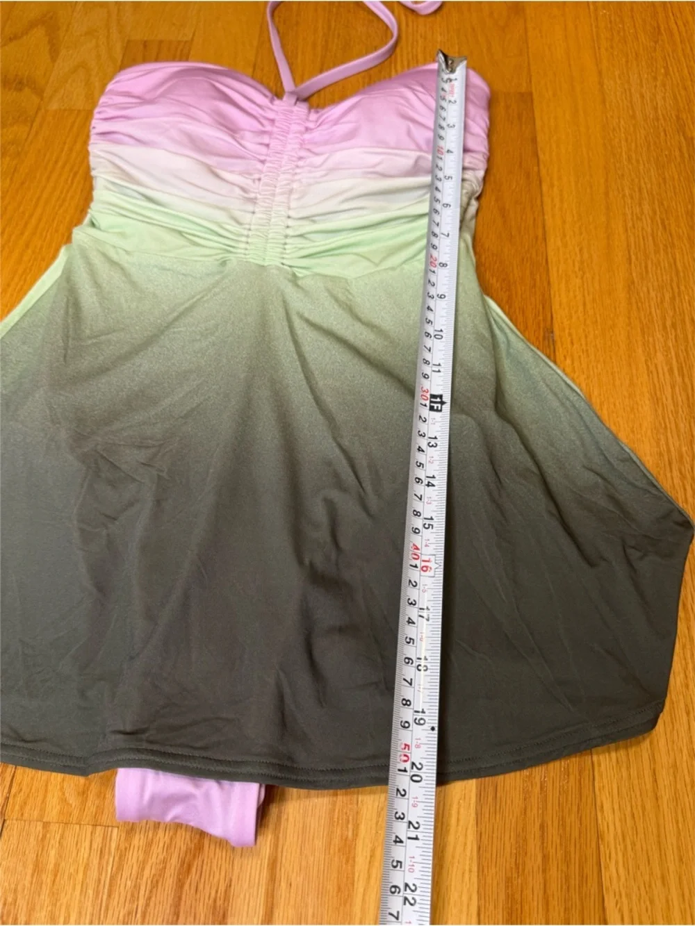 Lands’ End Ruched Sweetheart Halter Swim Dress NWOT